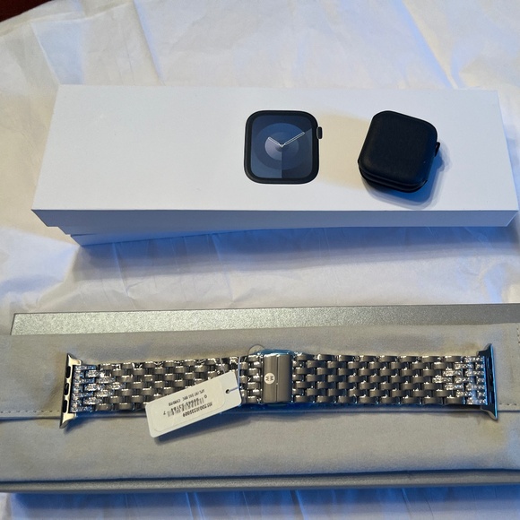 MICHELE Diamond Apple Link Watch Strap Stainless Steel with Apple Watch NWT - Picture 4 of 5